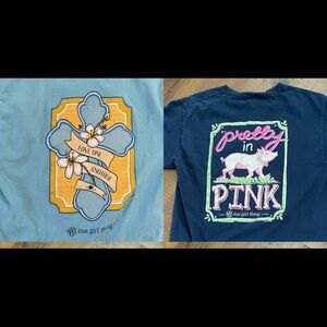 2 “it’s a girl thing” T-shirts sz large-youth pretty in pink love one another